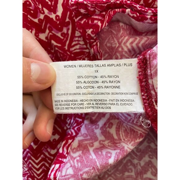 Vintage Erika Womens Pink‎ Blouse 1X short sleeve button up cotton collared - Picture 5 of 7